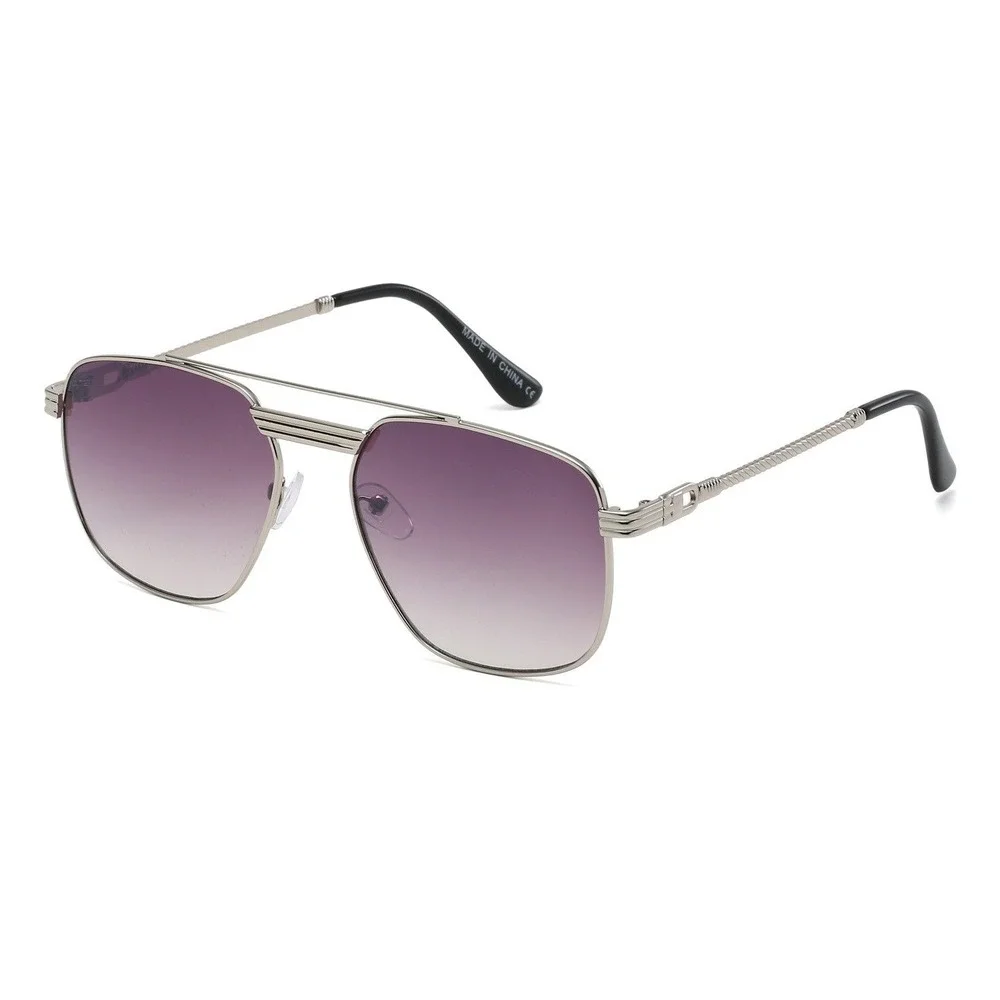 Men Sunglasses Fashion Silver Frame‎ Black Lens Sun UV Protection Driving Lentes